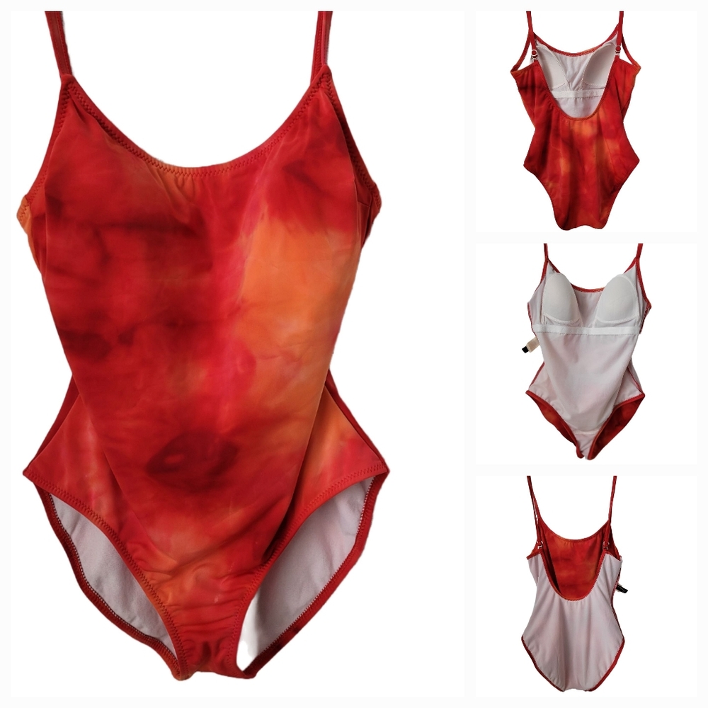 NWOT Women Sizzle Beach Poolside Tye-Die One-Piece Swimsuit, sz 12